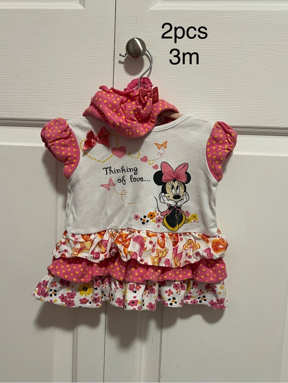 Minnie Mouse Pink Ruffle Dress & Short Set - 3M